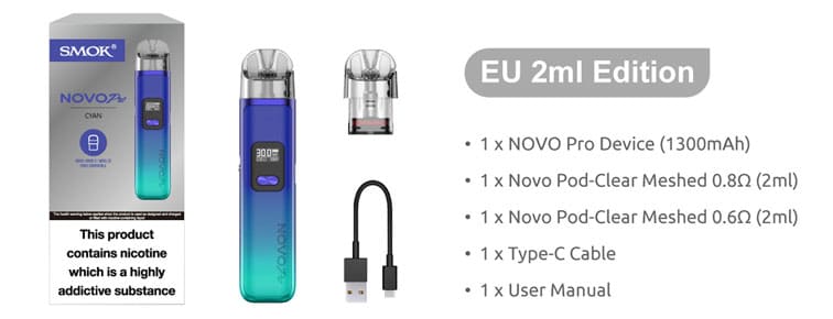 Flat lay image of box contents which include device, Novo mesh pods, type-C cable and user manual.