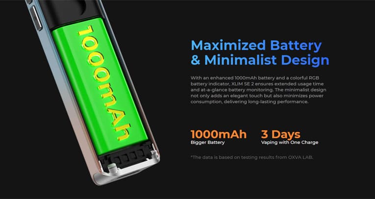 1000mAh Internal battery to offer extended battery life and minimal design.