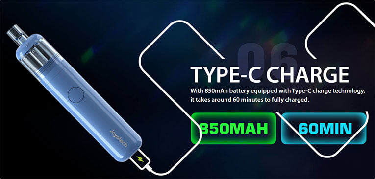 850mAh Battery and USB-C Charging