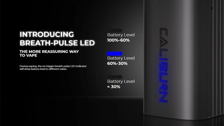 AZ3 device stood up with lighting on the front in blue highlighting battery level.