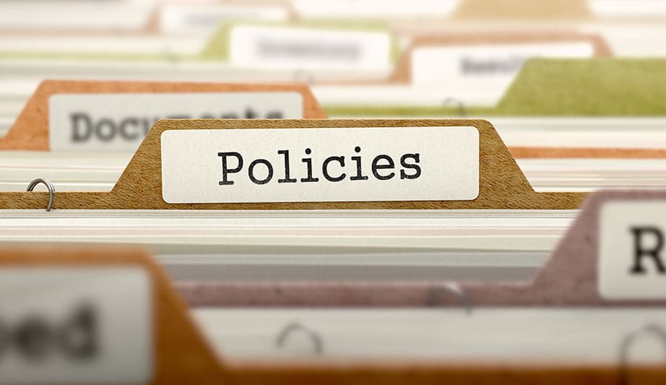 Document folder focused on tab labelled "policies".