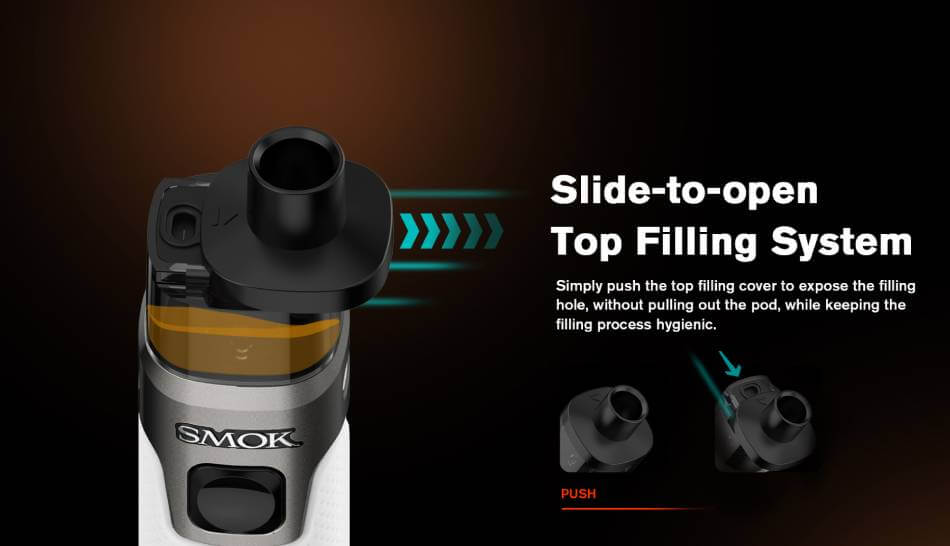 Slide to open and fill RPM 5 Pro pod kit