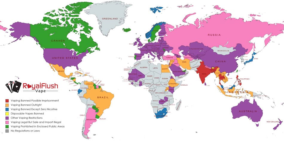 Map of Where E-Cigarettes Are Banned - Updated January 2024
