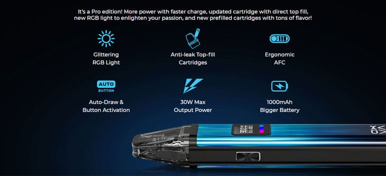 Product specifications of Xlim Pro pod kit.