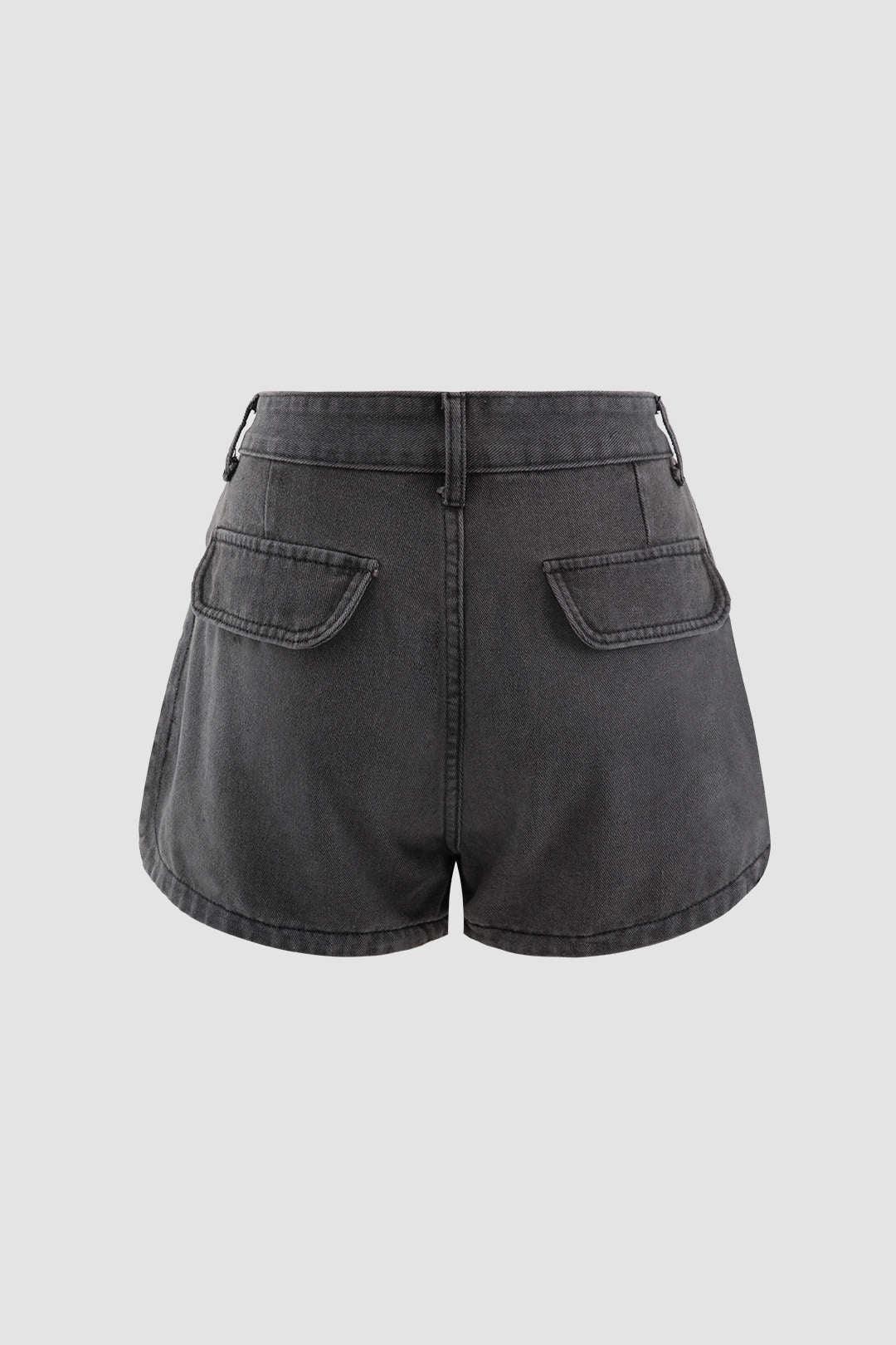 Flap Pocket Denim Cargo Shorts