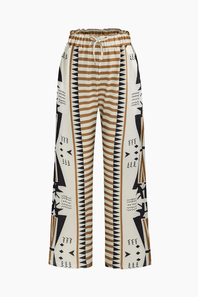 Printed Tie Waist Pants