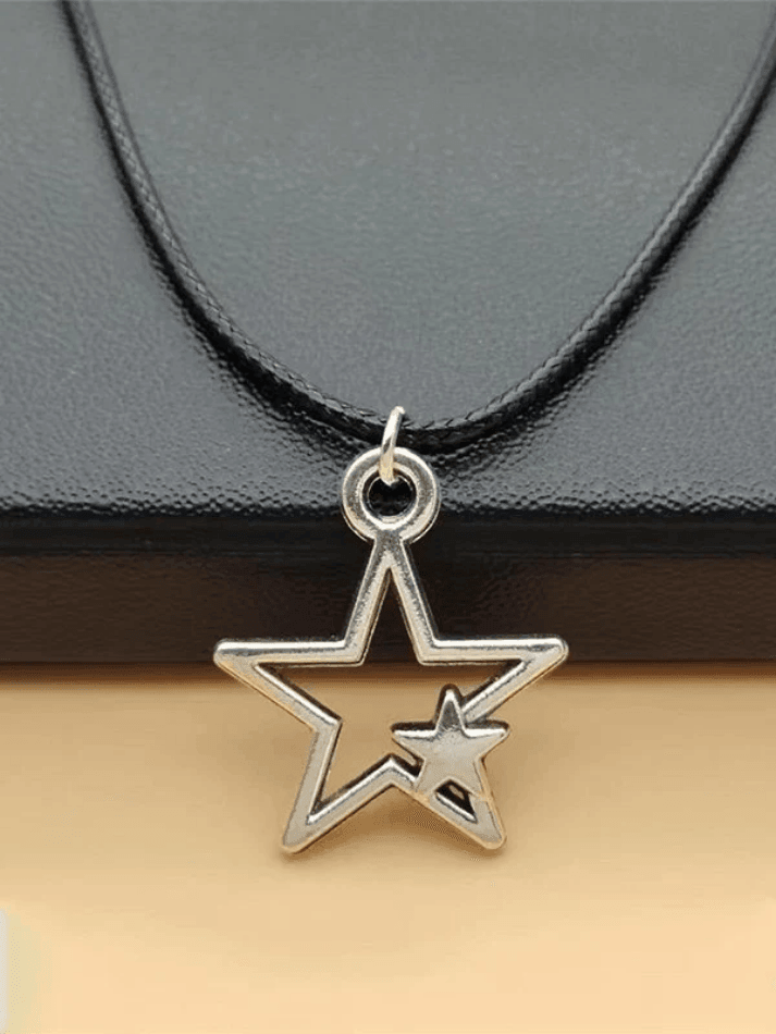 Vintage Hollow Out Star Charm Necklace