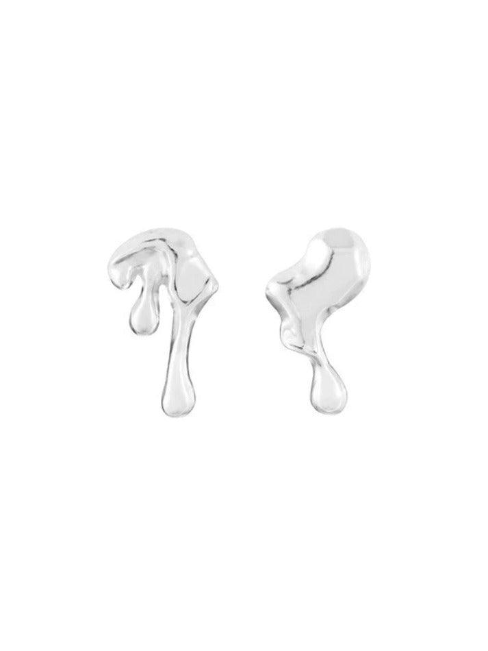 Irregular Silver Drip Earrings