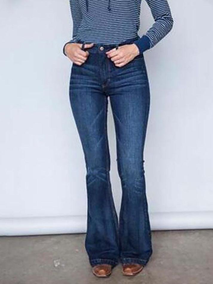 Mid Waist Embroidered Flared Jeans