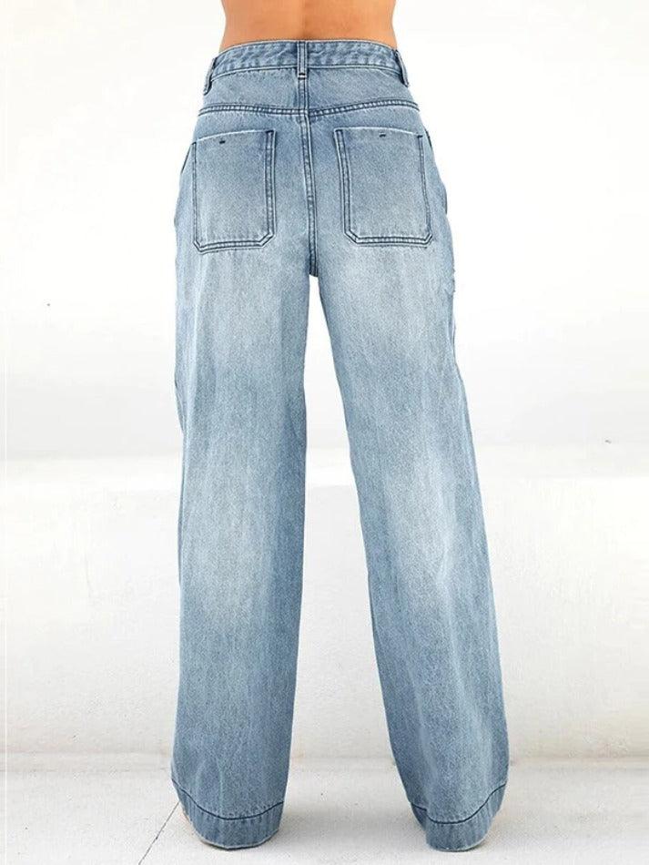 Washed Vintage Blue Versatile Boyfriend Jeans