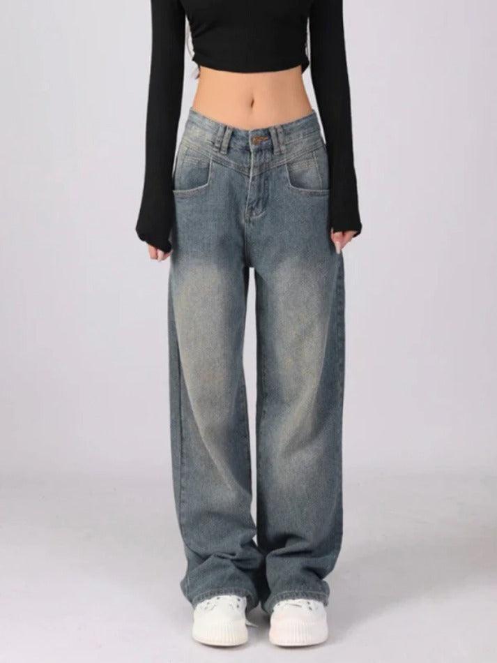 Vintage Washed High Waist Boyfriend Jeans