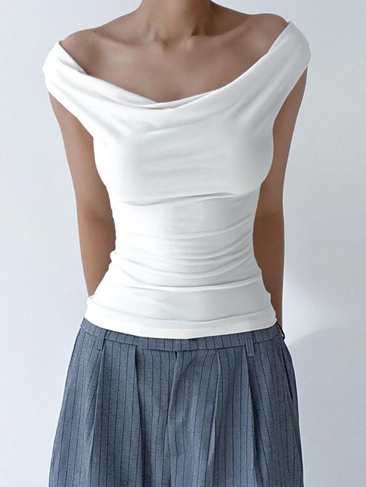 Sleeveless Scoop Neck Plain Tee