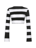 Contrast Striped Long Sleeve Crop Top - HouseofHalley
