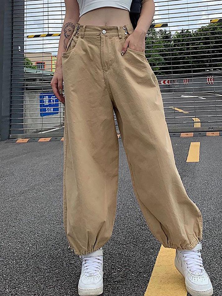 Mid Rise Plain Harem Cropped Pants