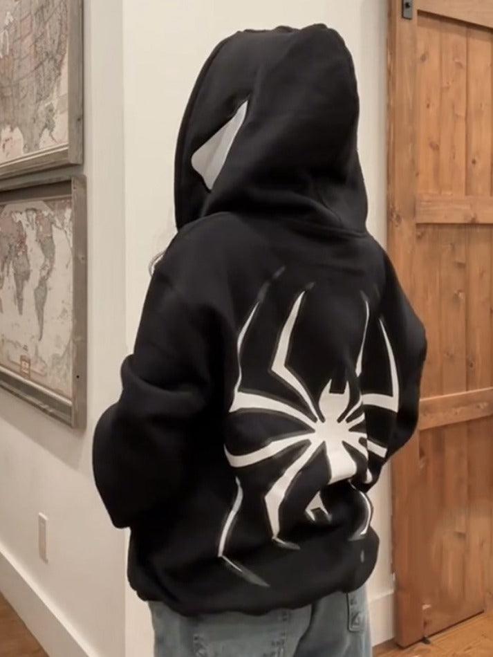 Punk Spider Print Oversized Hoodie