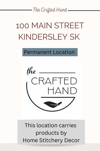 The Crafted Hand Flyer, they carry a selection of Home Stitchery Decor Products