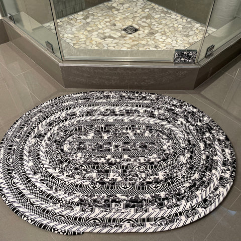 Jelly Roll Rug luxury bathmat. Luxury bathroom rug. Washable Bathmat