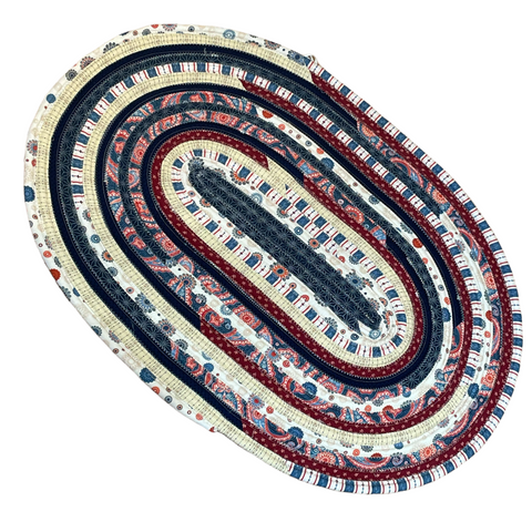 Jelly Roll Rug for Sale, Blue and Red Washable Farmhouse Kitchen Accent Rug