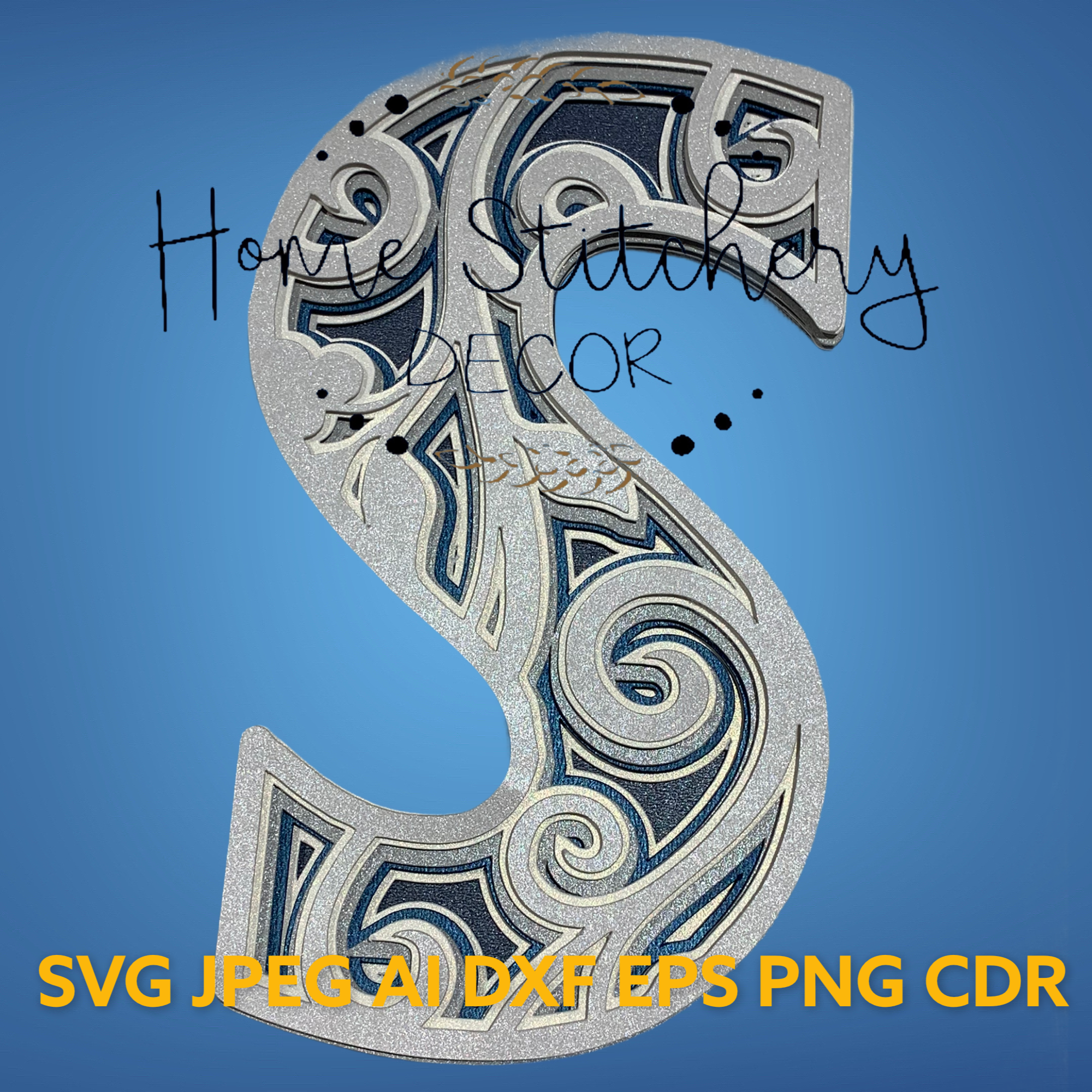 Download Cricut Letter S Svg Layered Monogram Letter S In Formats For Cricut Home Stitchery Decor