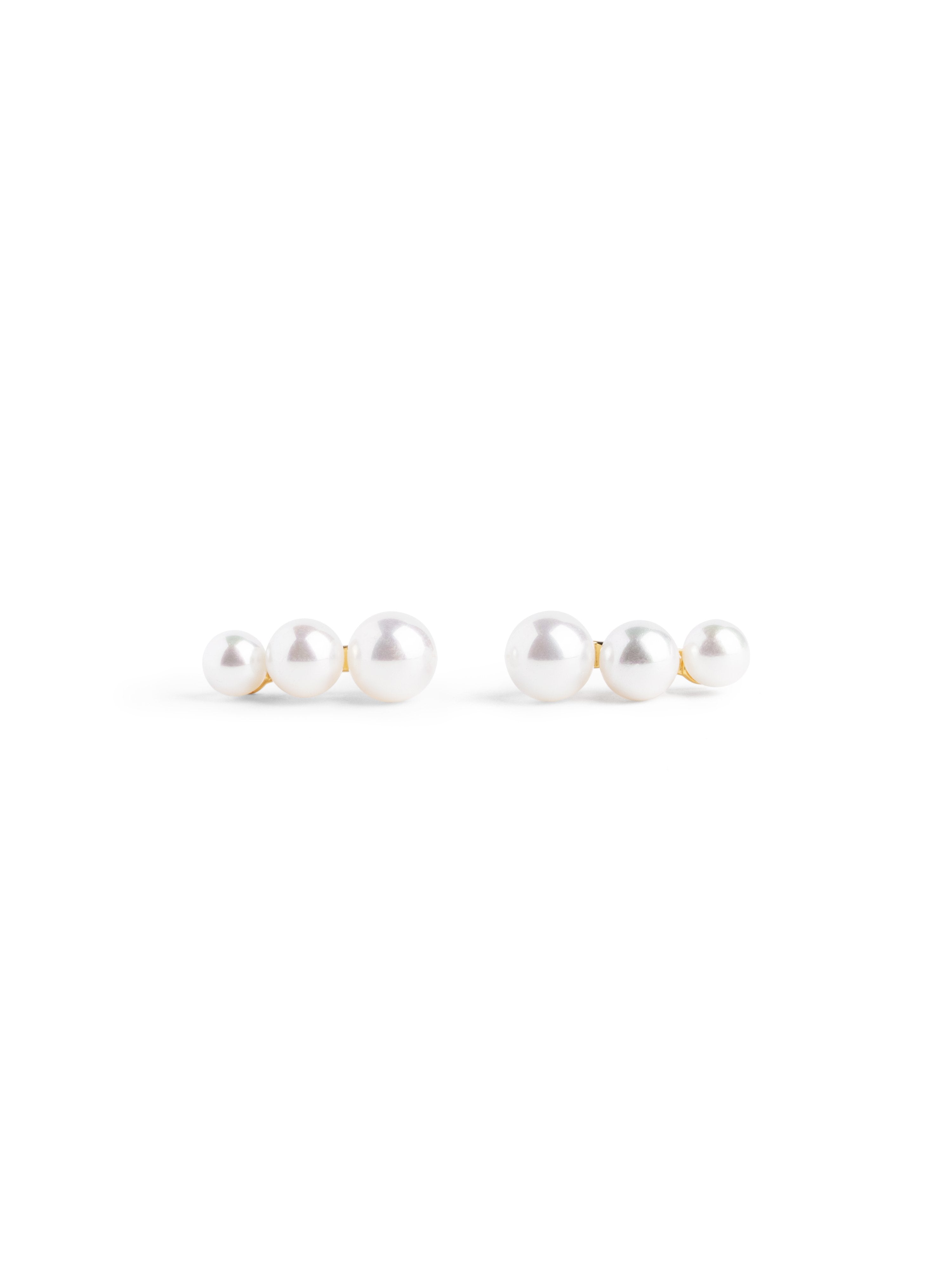 Triple Pearl Gold Earrings - Singularu product image