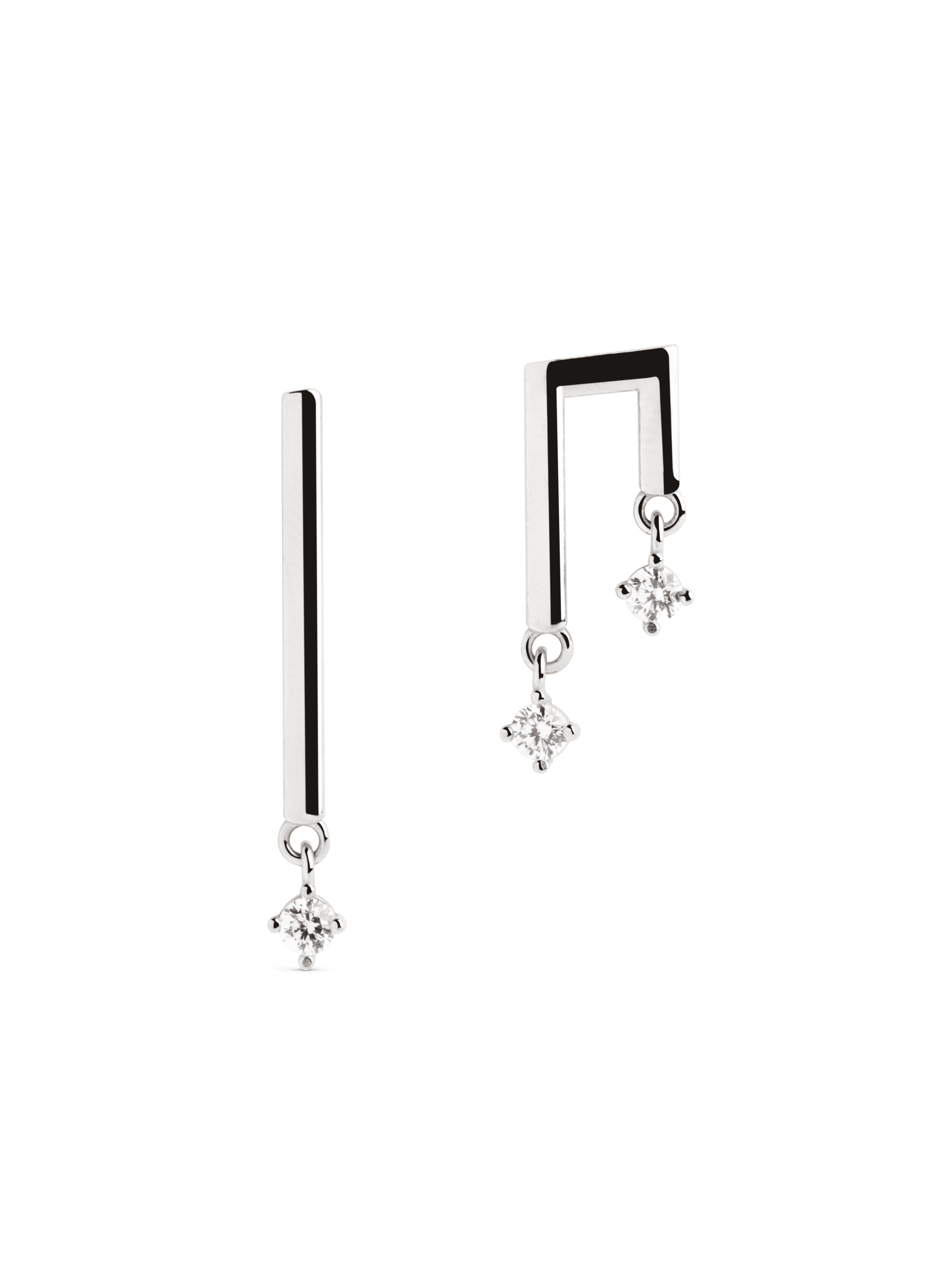 Levels Spark Silver Earrings - Singularu product image