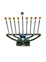 Load image into Gallery viewer, Gary Rosenthal Fused Glass and Metal small menorah
