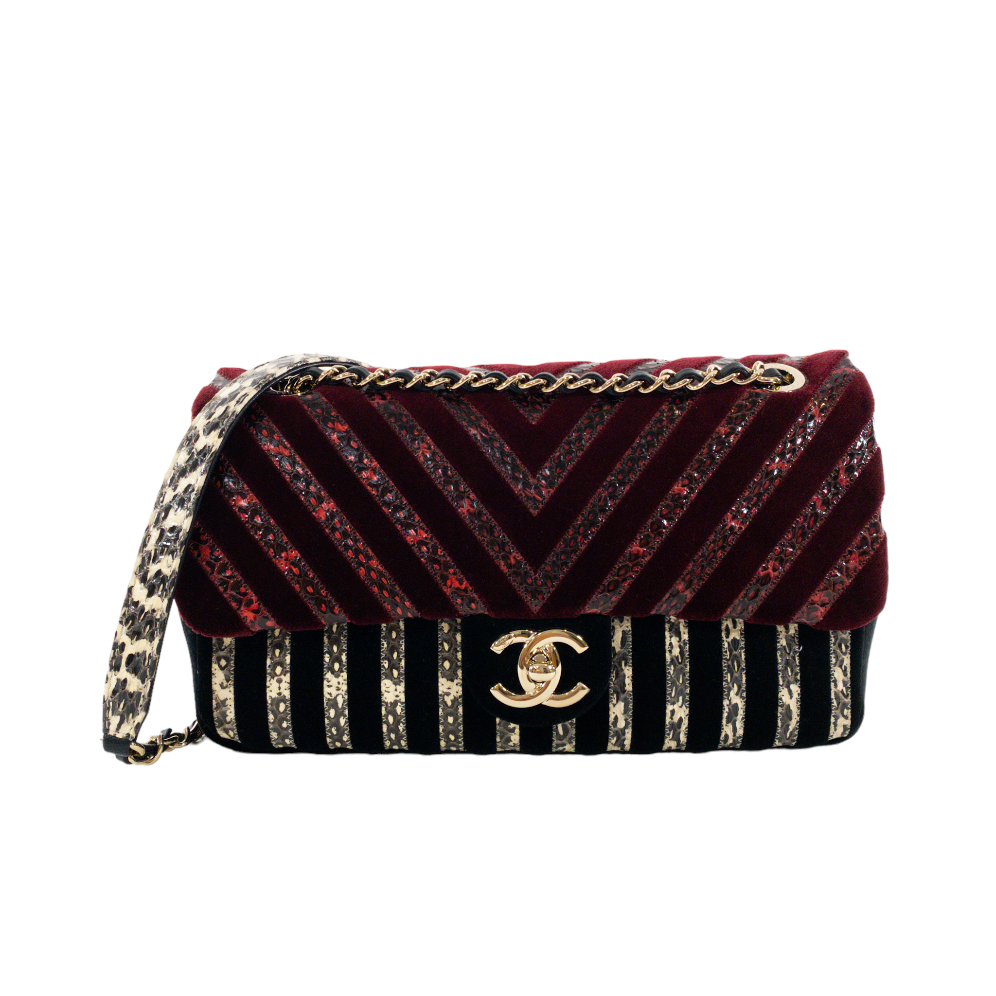 Image of Chanel Velvet Python Chevron Limited Edition Flap Bag