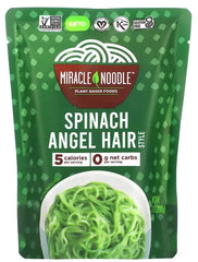 Miracle Noodle, Keto, Vegan, Gluten Free, Spinach Angel Hair Style, 200 g