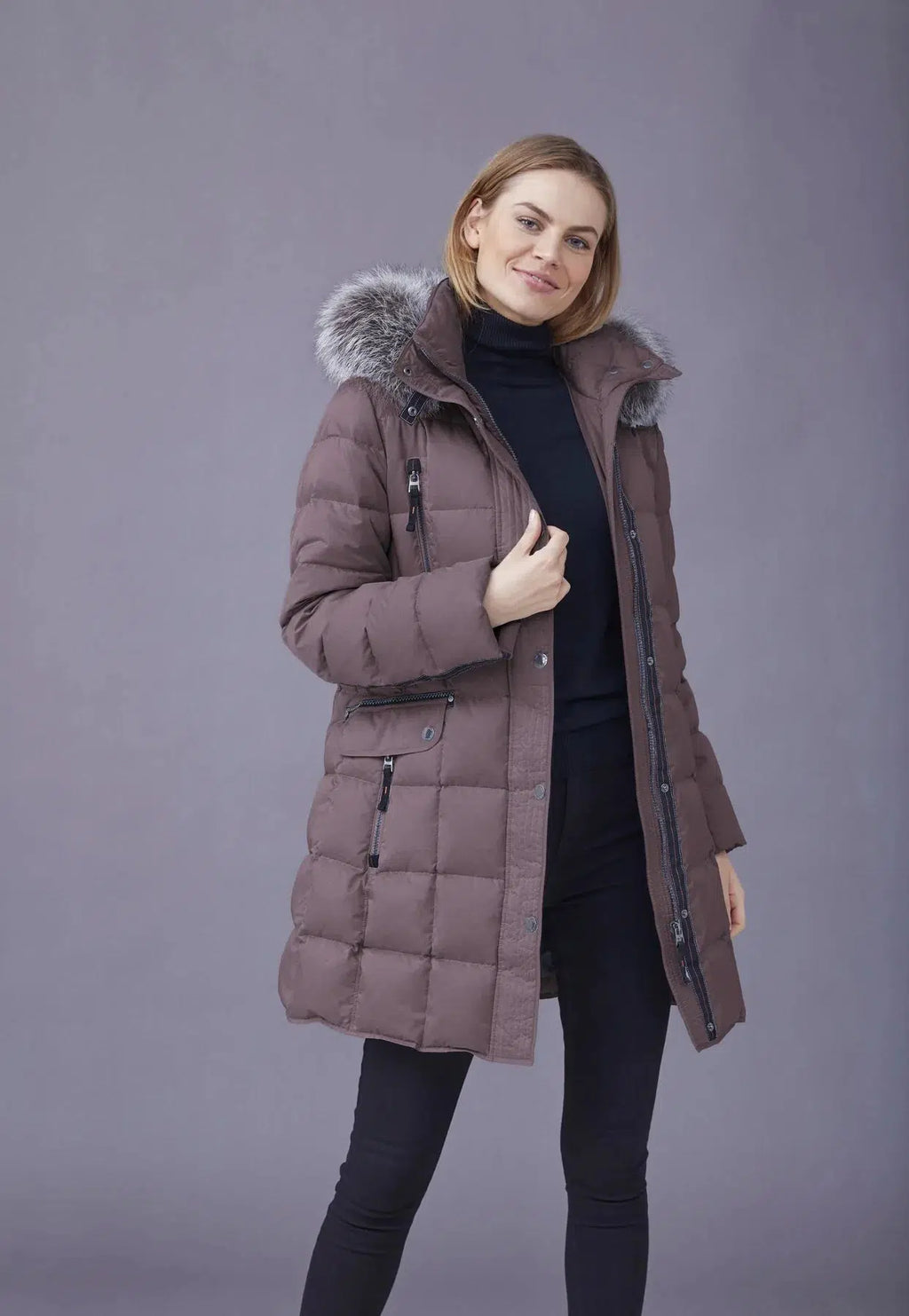 Hood with faux fur lining Jacket with 40% discount!