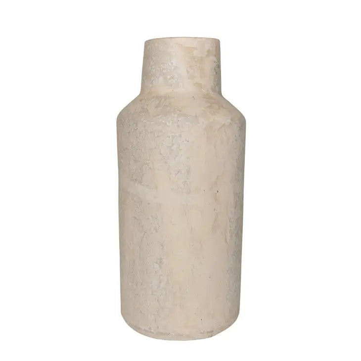 Textured Paper Mache Decorative Vase – Antique White by Foreside