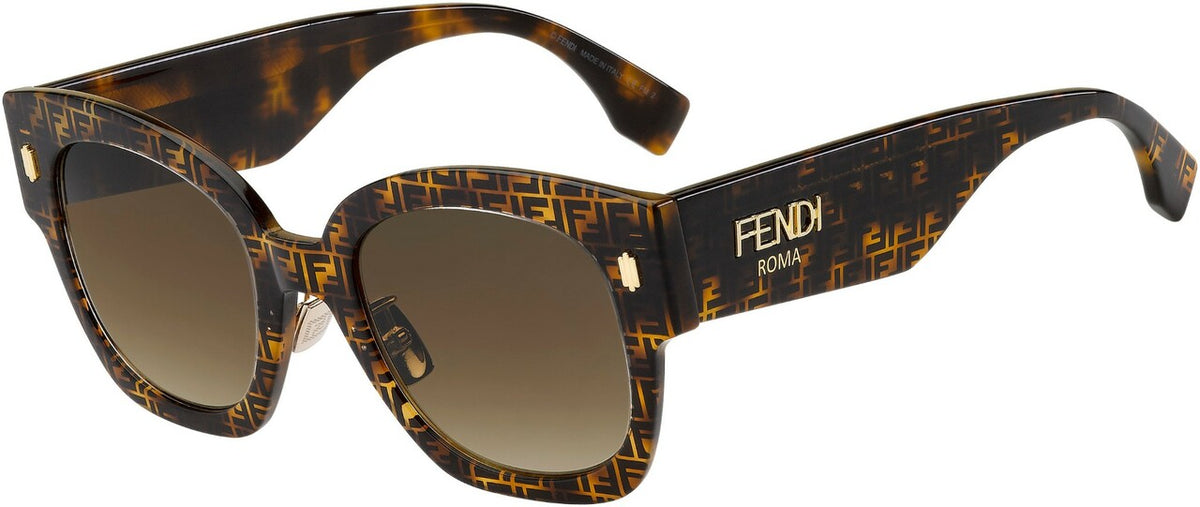 Fendi FF Logo Print 51mm Round Sunglasses Black