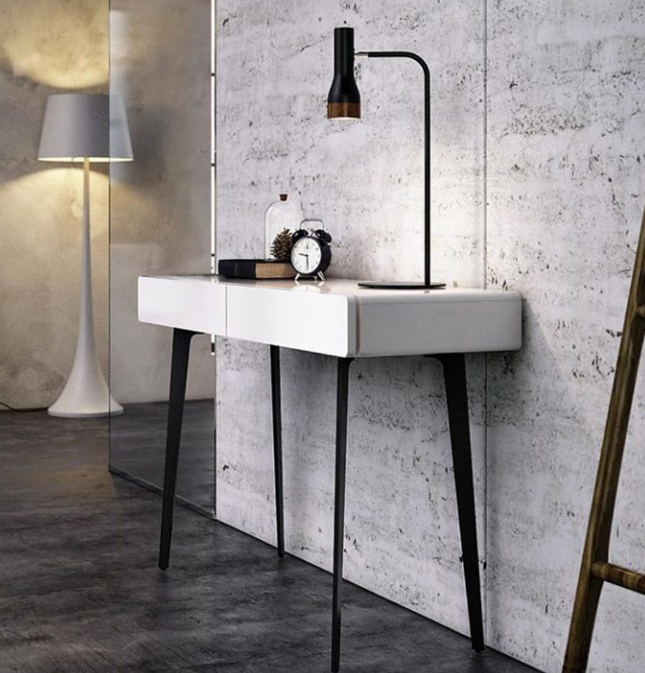 white gloss narrow console table