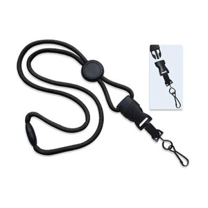 1/4 Round Breakaway Lanyard with DTACH End Fitting Black / Plastic Swivel Hook