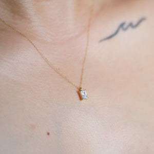 The Baguette Birthstone Pendant in Solid Gold