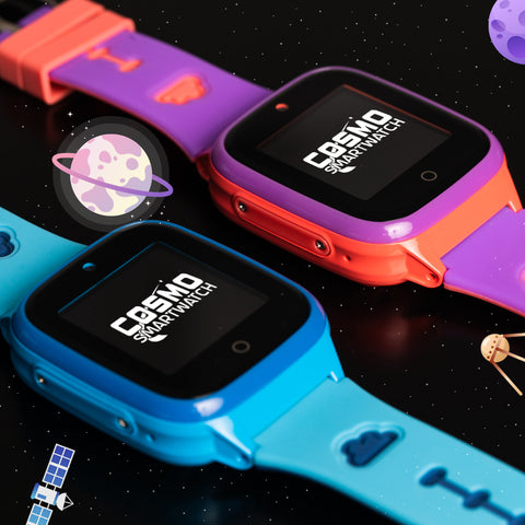 The COSMO Smartwatch  in pink, blue, and black