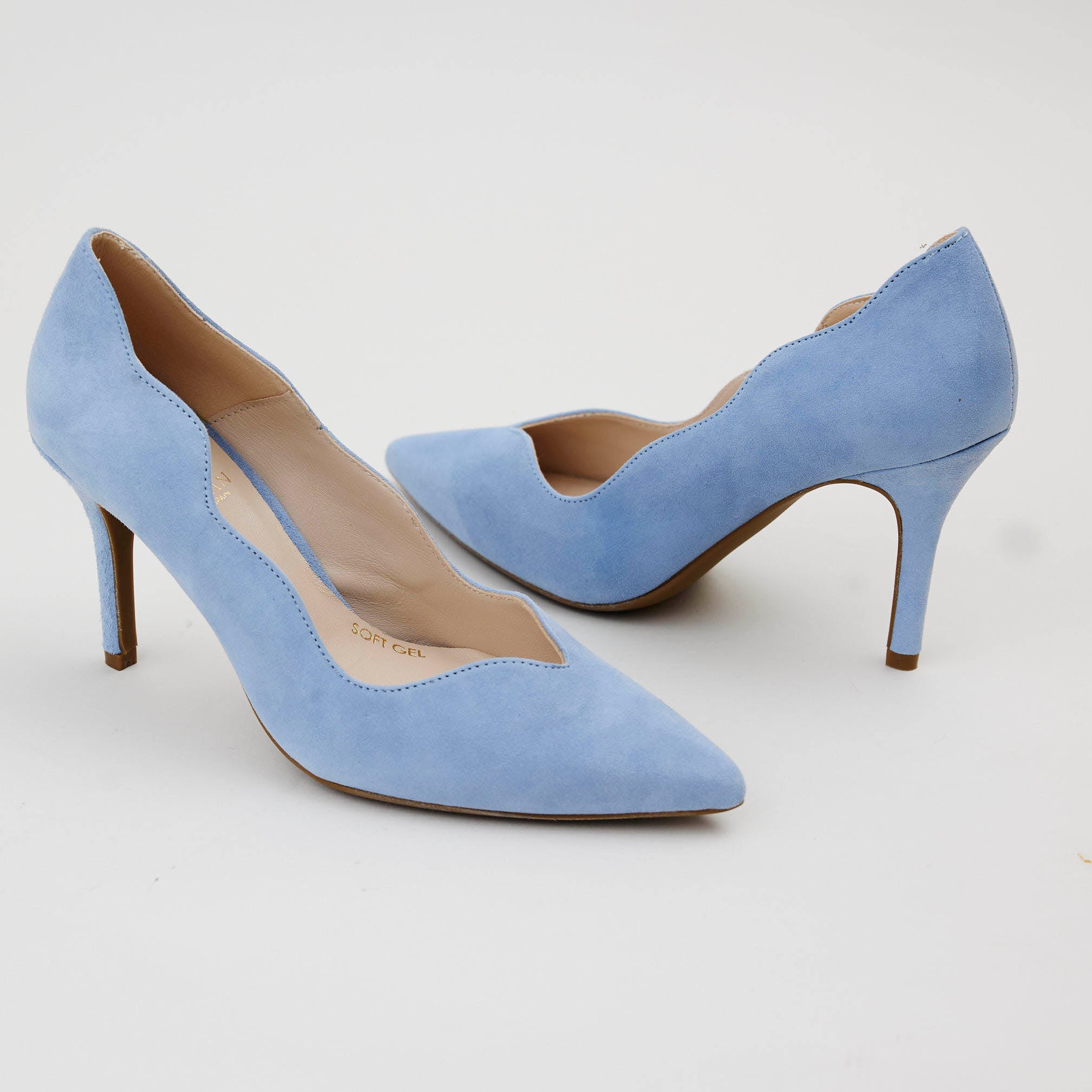 Marian Baby Blue Suede High Heel Court Shoes | Shop online @ Nozomi