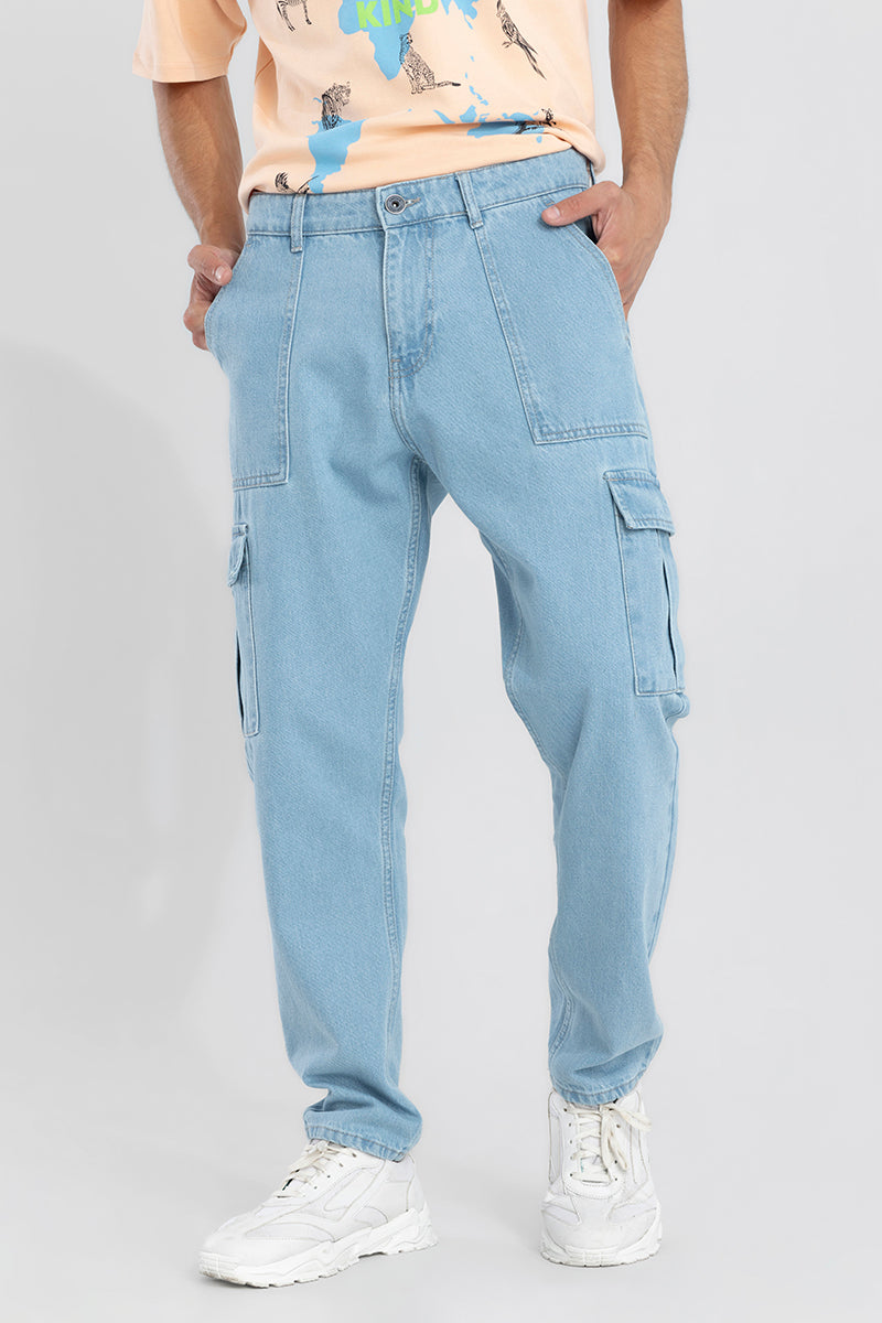 Hip Hop Blue Baggy Cargo Jeans