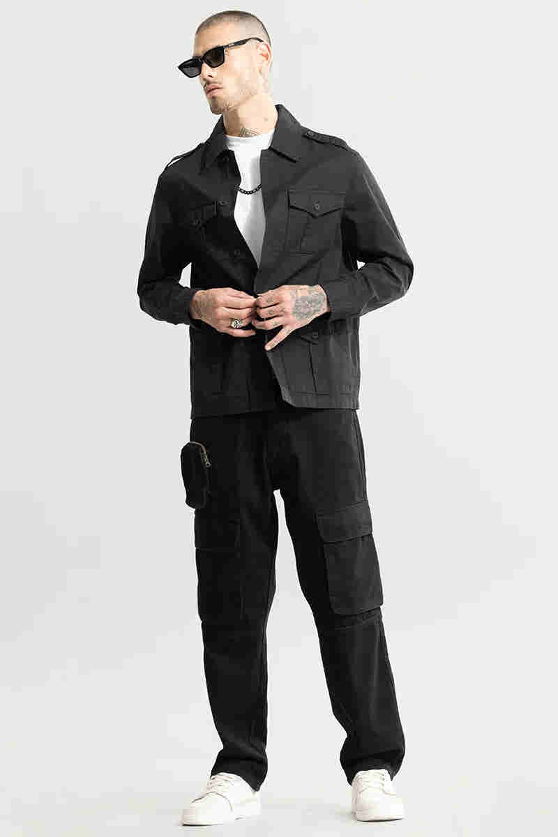 Buy Vogue black utility baggy fit jeans for men online in India