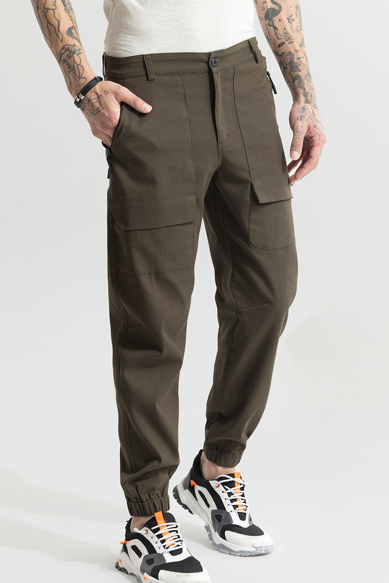 Khaki Green Cargo Utility Joggers