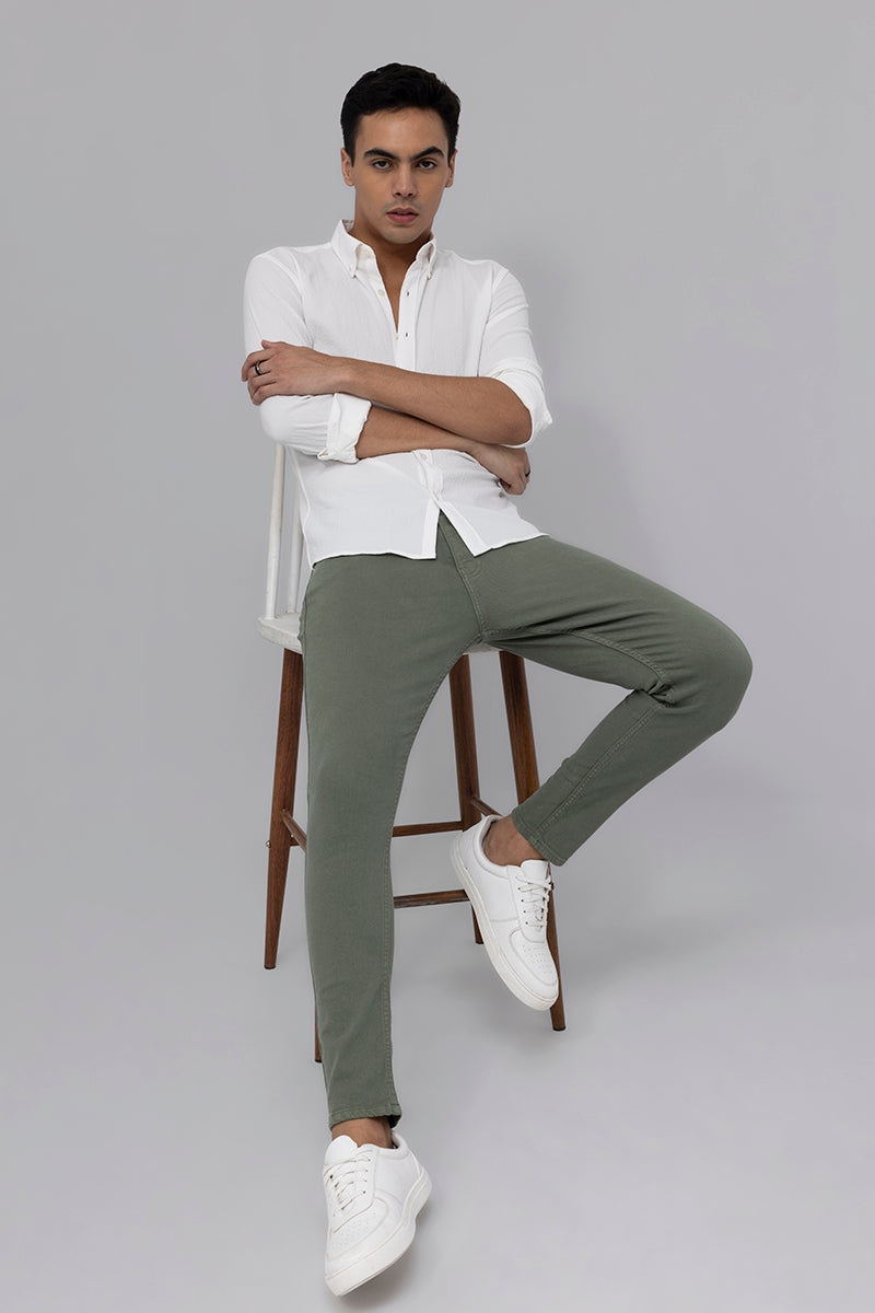 Men's White Dress Shirt, Khaki Chinos, White Canvas Low Top Sneakers |  Lookastic
