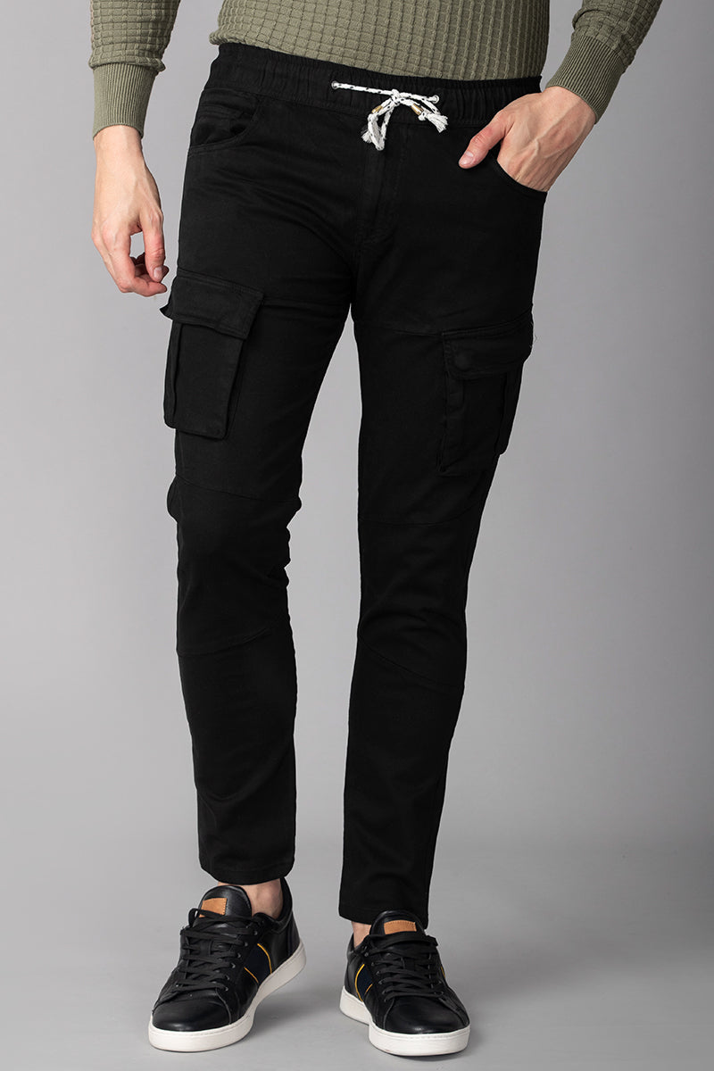 Black Cargo Pant - SNITCH