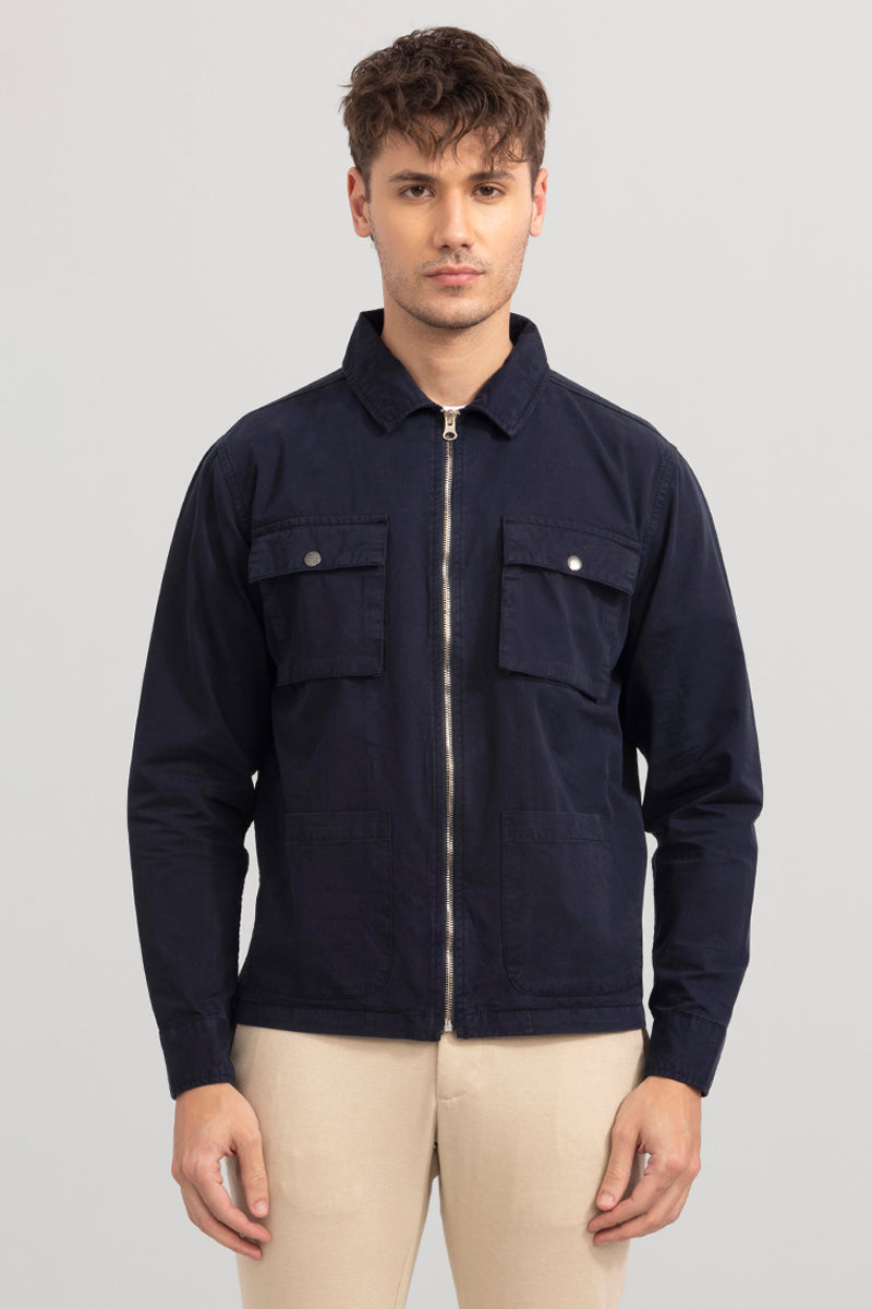 Buy Men's Shakky Navy Overshirt Online | SNITCH