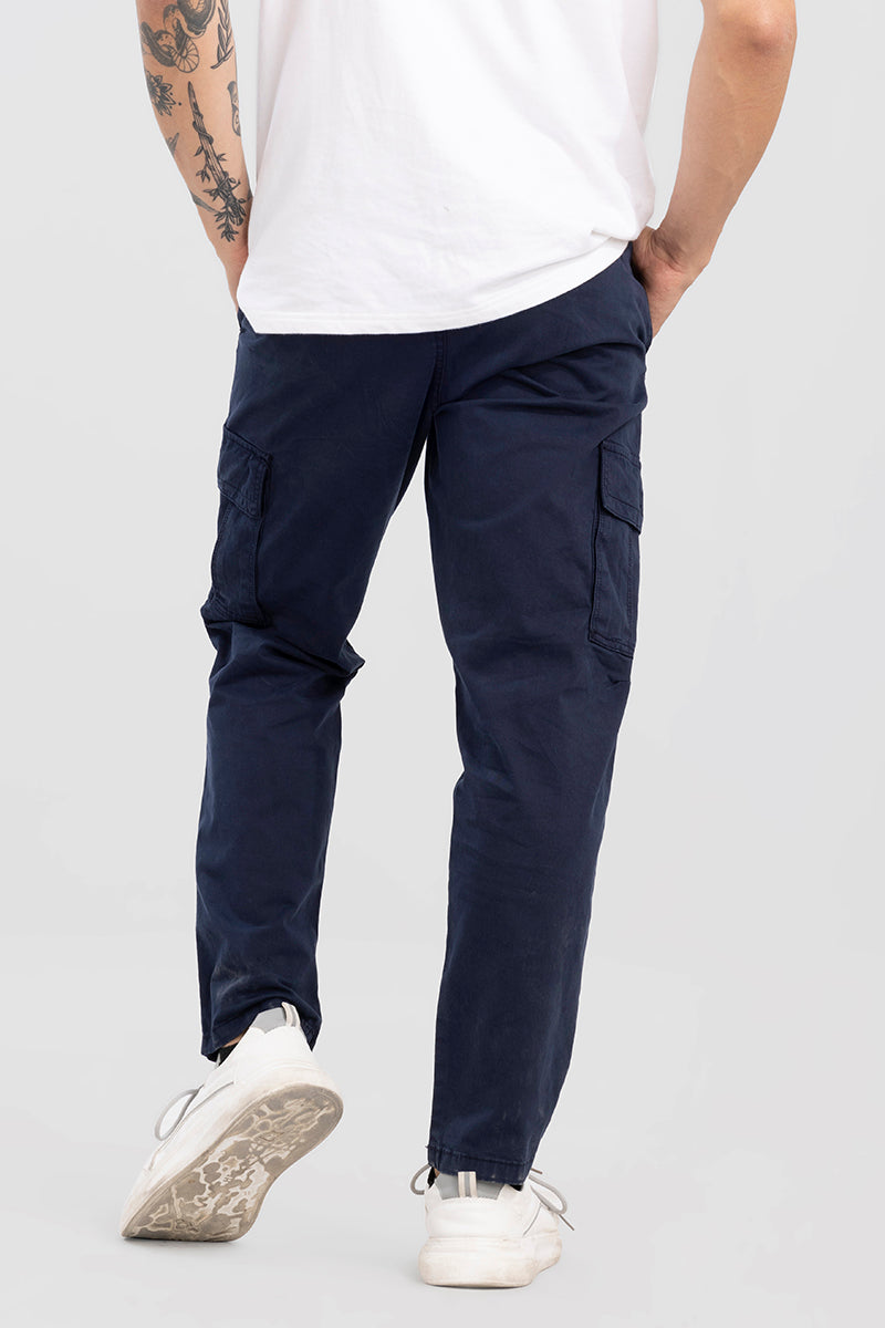 Buy Men's Whis Navy Tapered Cargo Pant Online | SNITCH
