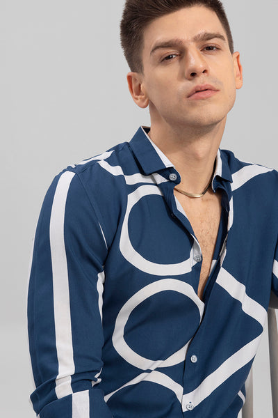 Buy Men's Abstract Circle Blue Shirt Online | SNITCH