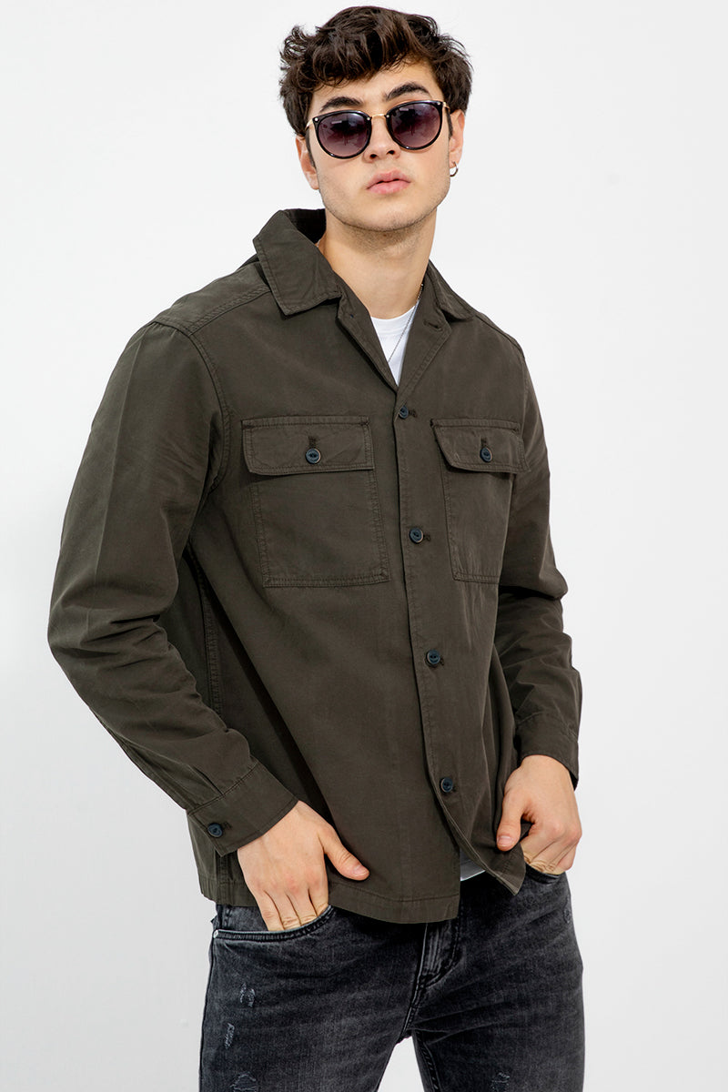 Buy Men's Olive Overshirt Online in India | SNITCH