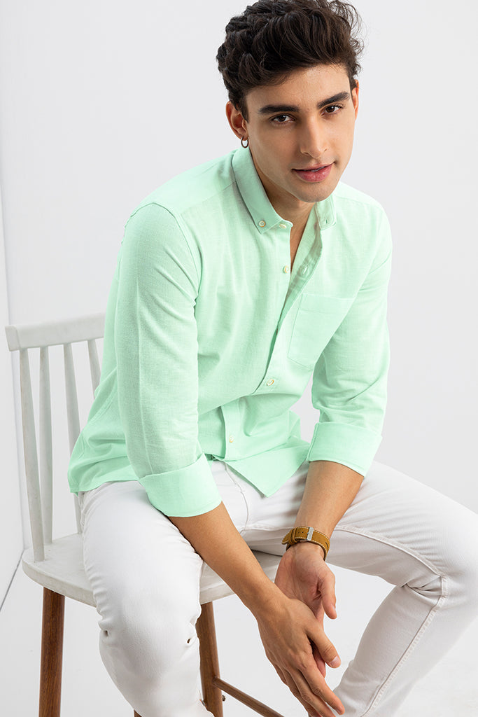 Buy Men's Trig Mint Green Shirt Online | SNITCH