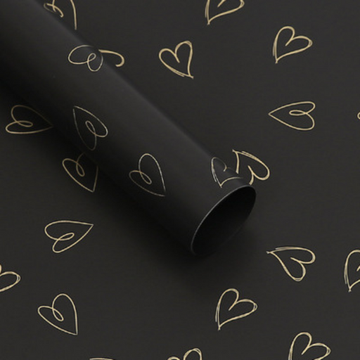 Gold Line Floral Wrapping Paper (BLACK) — Plenty Flowers