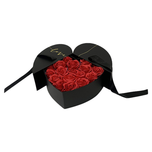 Folding Black Rectangular I Love You Flower Box With Liners and