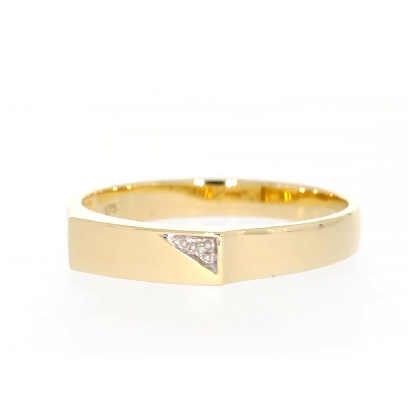 9ct Yellow Gold & Diamond Set Gents Ring – Zamels