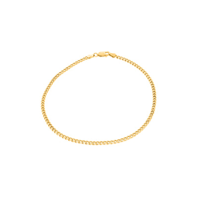 9ct Yellow Gold 25cm Diamond Cut Bevel Curb Anklet